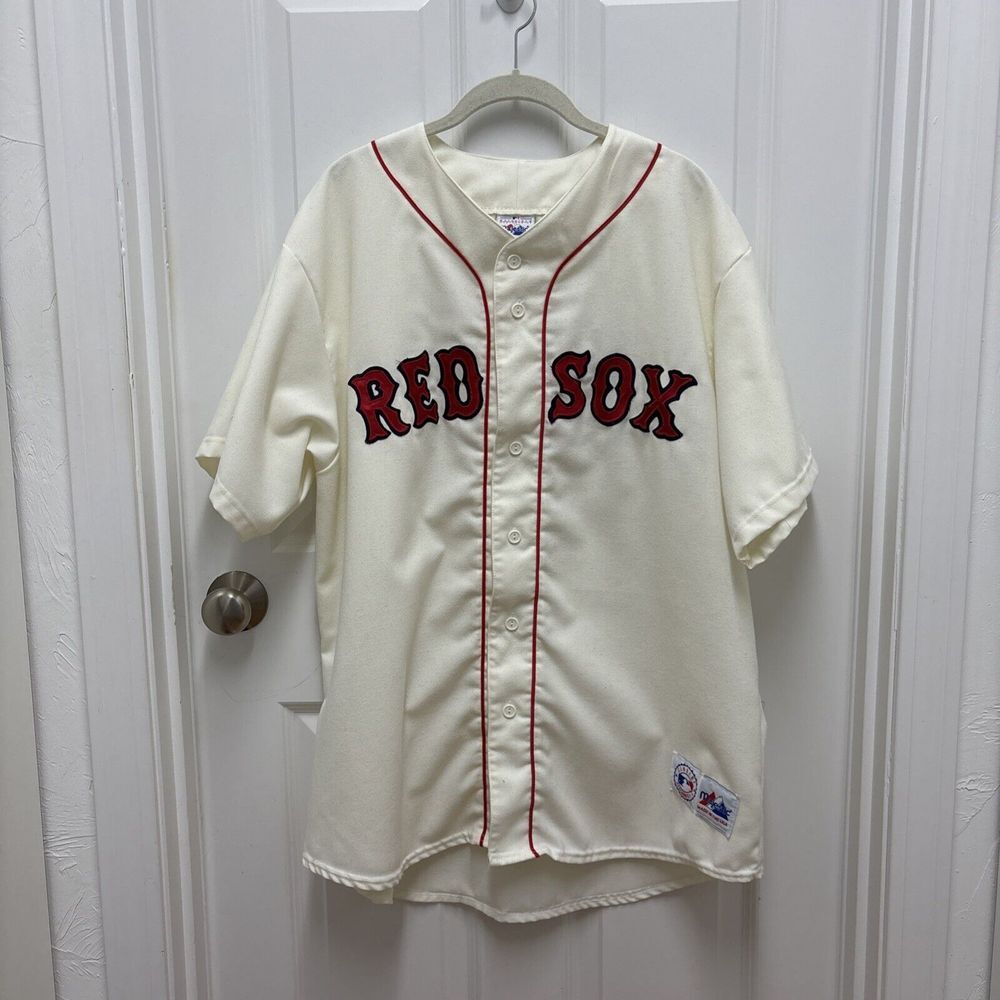 Vintage Majestic Paper Tag Boston Red Sox Blank White Baseball Mens Jersey‎ XL